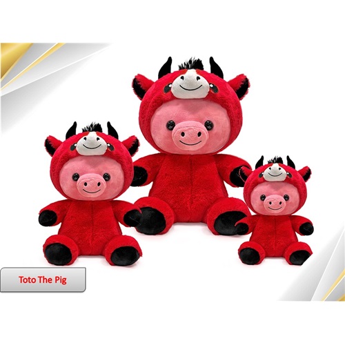 19.5IN 3 ASST. DISGUISIMALS TOTO, MOOEEY AND RIBBIT THE PIGS